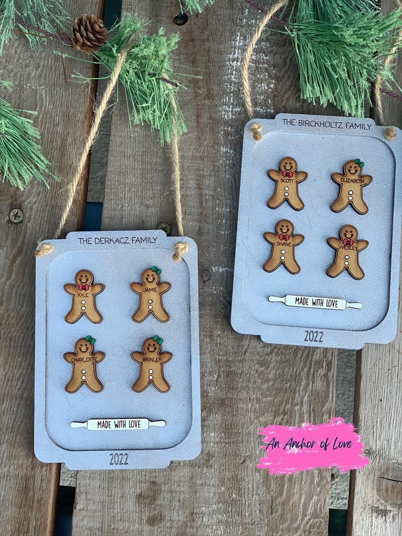 Personalized family gingerbread Christmas ornament / 2023 Christmas ornament /up to nine names personalized family gift image 2