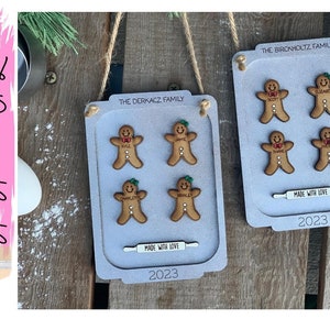 Personalized family gingerbread Christmas ornament / 2023 Christmas ornament /up to nine names personalized family gift image 1