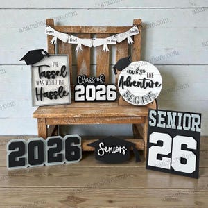 Class of 2026 Graduation Tiered Tray Decor, Senior Gift customized with your class colors image 1