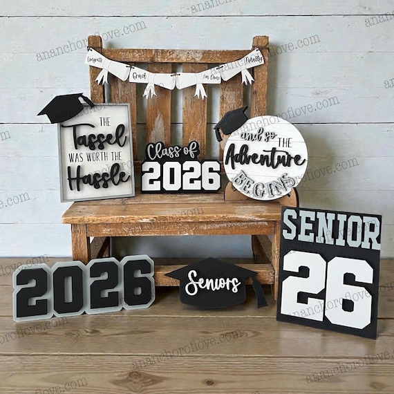 Class of 2026 Graduation Tiered Tray Decor, Senior Gift customized with your class colors