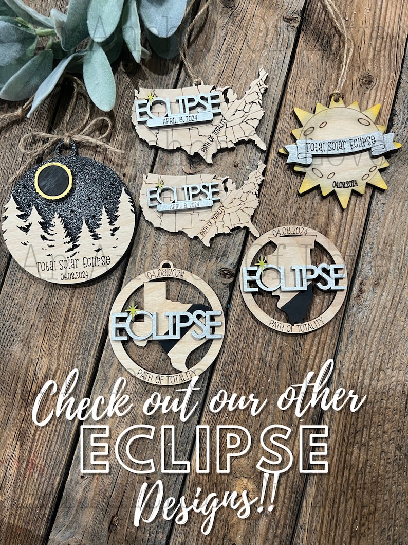 2024 Eclipse Keepsake, Path of totality states magnet or ornament , Eclipse Souvenir 12 different states wholesale available image 3