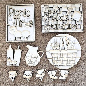 Picnic Time DIY Paint Kit |  Tiered Tray Laser Cut Wood Blanks | Holiday DIY Kits