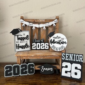 Class of 2026 Graduation Tiered Tray Decor, Senior Gift customized with your class colors image 2