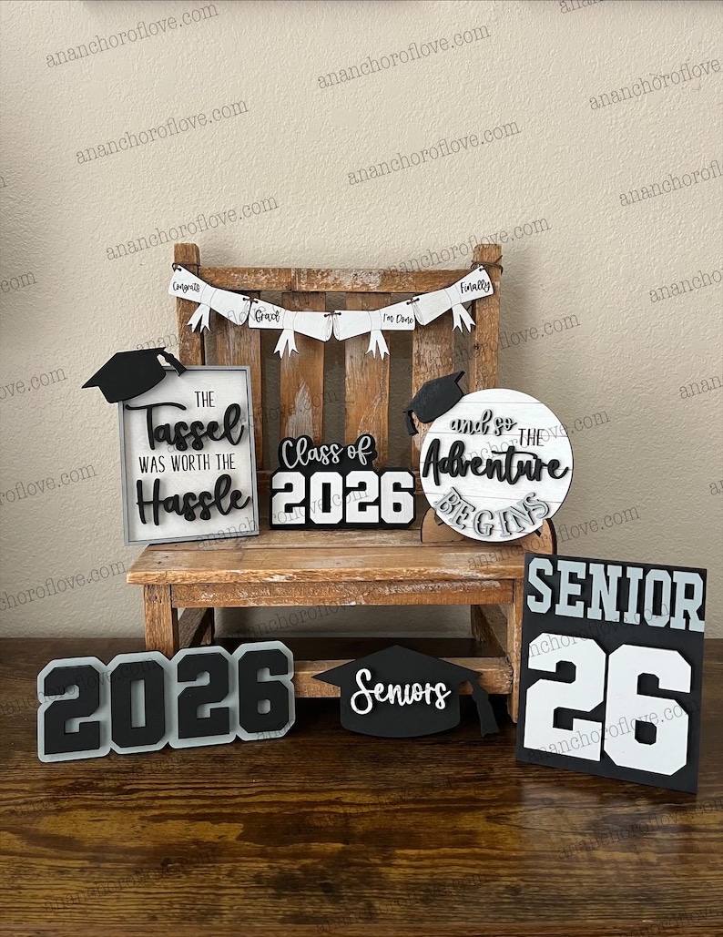 Class of 2026 Graduation Tiered Tray Decor, Senior Gift customized with your class colors image 2