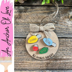 Family Christmas Ornament - Christmas Tree Ornament with Family Names - Christmas Tree Name Ornament with engraved bulbs - 2024