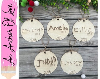 Custom kids Handwriting Christmas ornaments, kids ornaments, custom ornaments, custom Christmas ornaments, wood ornaments-2023 Ornament