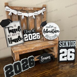 Class of 2026 Graduation Tiered Tray Decor, Senior Gift customized with your class colors image 3