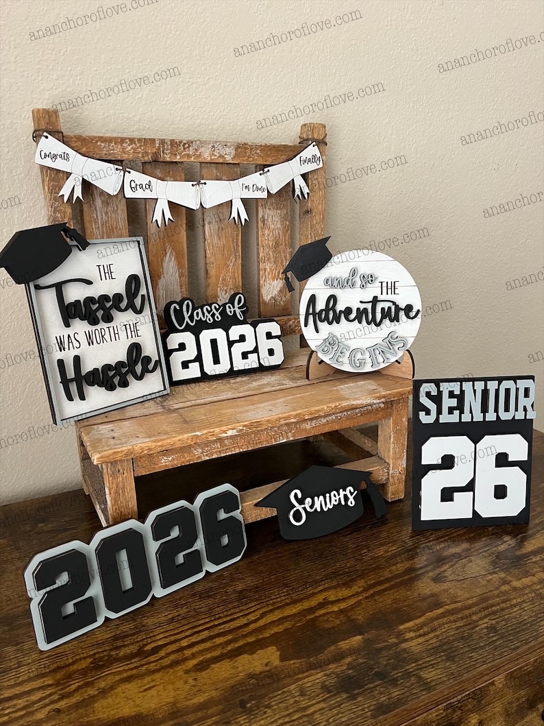 Class of 2026 Graduation Tiered Tray Decor, Senior Gift customized with your class colors image 3