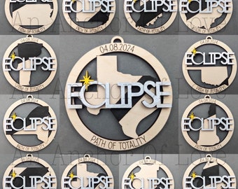 2024 Eclipse Keepsake, Path of totality states magnet or ornament , Eclipse Souvenir - 12 different states- wholesale available