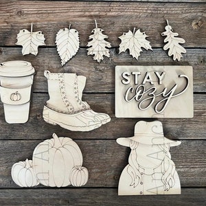 Fall Tiered Tray DIY Paint Kit | Tiered Tray Laser Cut Wood Blanks | Holiday DIY Kits