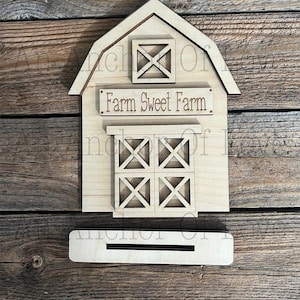Standing Barn DIY Paint Kit | Tiered Tray Laser Cut Wood Blanks | Holiday DIY Kits
