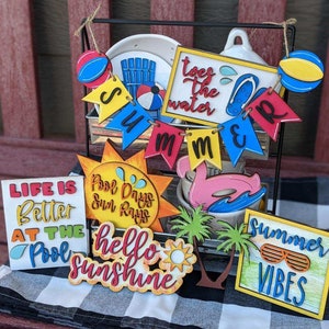 Pool days tiered tray decor