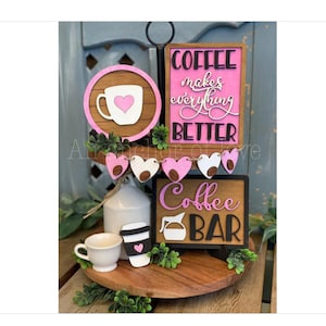 Coffee themed tiered tray -Coffee bar decorations-coffee bar decor