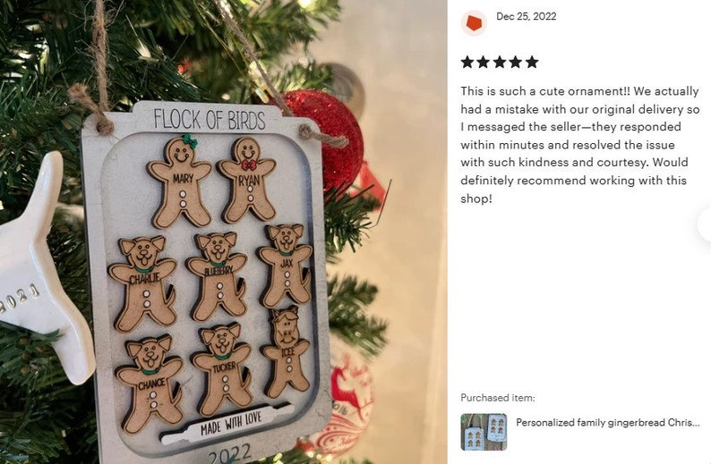 Personalized family gingerbread Christmas ornament / 2023 Christmas ornament /up to nine names personalized family gift image 8