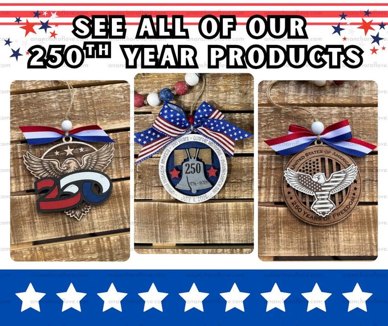 250 Ribbon USA 250th Anniversary Wooden 250 Ribbon Eagle Ornament, 2026 ...