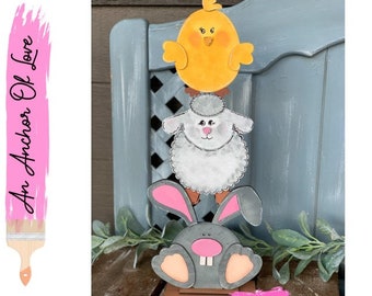 Standing Bunny, Chick, and Lamb sign-easter porch sign- easter decor