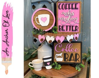 Coffee themed tiered tray -Coffee bar decorations-coffee bar decor