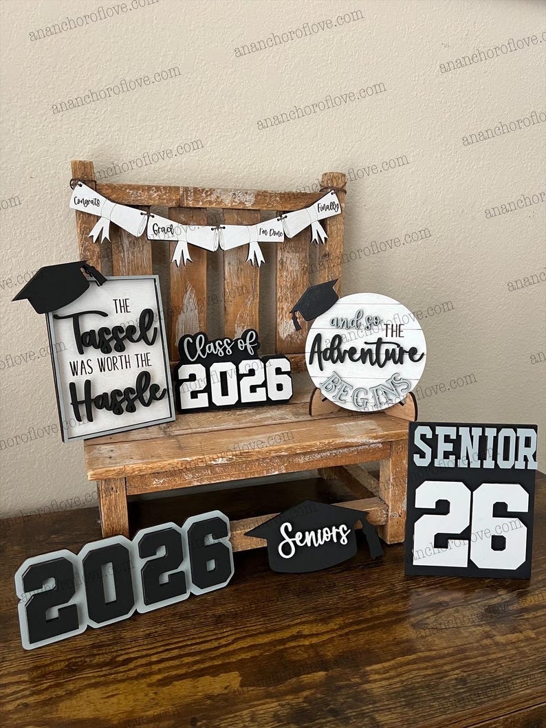Class of 2026 Graduation Tiered Tray Decor, Senior Gift customized with your class colors image 6