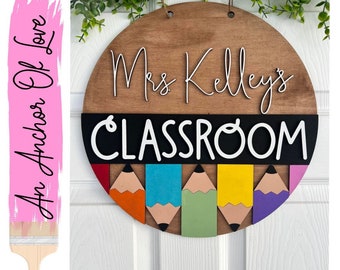 Personalized Classroom Door Sign, Teacher Appreciation Gift (15in)
