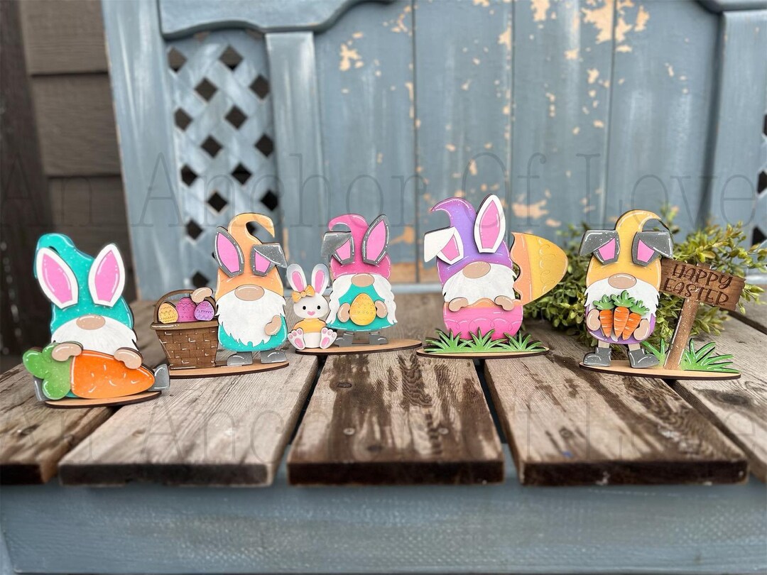 Mini Easter Bunny Gnomes Tiered Tray Set-individual Pieces, Full Set ...
