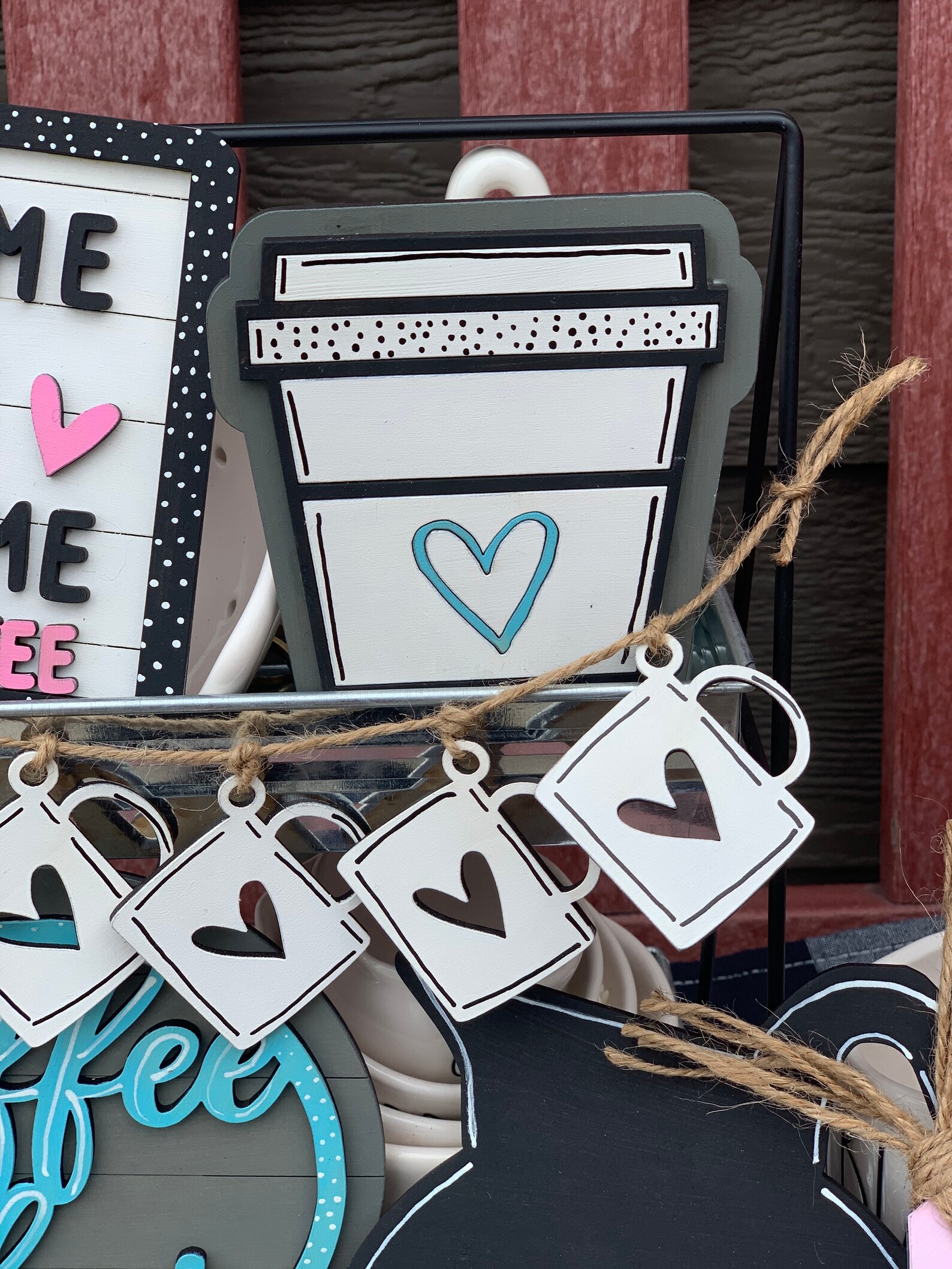 Coffee Themed Tiered Tray Set Etsy