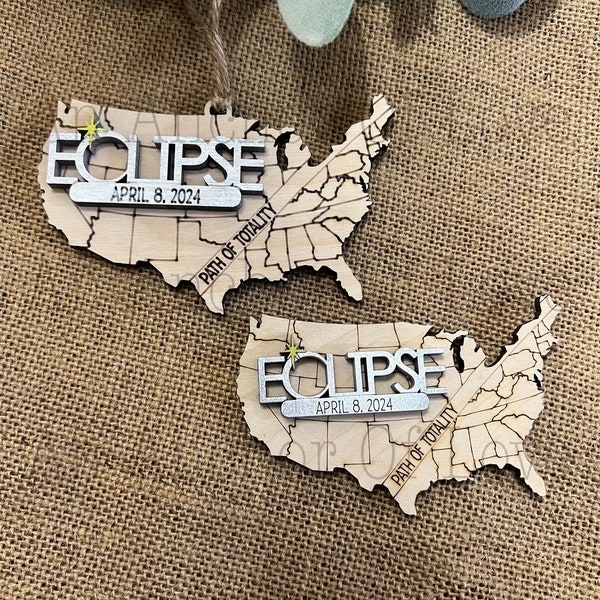 2024 Eclipse Keepsake, Path of totality states magnet or ornament , Eclipse Souvenir wholesale available