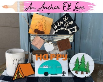 Camping themed | under the same stars |diy | finished | tiered tray set
