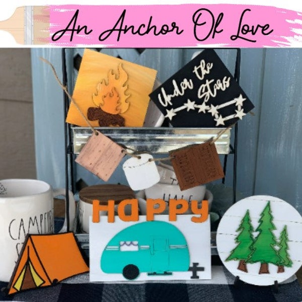 Camping themed | under the same stars |diy | finished | tiered tray set