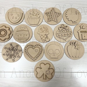 Mini Round Seasonal Inserts vs3  Tiered Tray DIY Paint Kit | Winter Tiered Tray Laser Cut Wood Blanks | Holiday DIY Kits