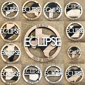 2024 Eclipse Keepsake, Path of totality states magnet or ornament , Eclipse Souvenir 12 different states wholesale available image 2