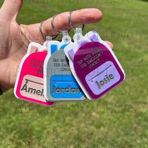 Acrylic NFC Emergency Contact Backpack Tag: Engraved Kid&#39;s ID