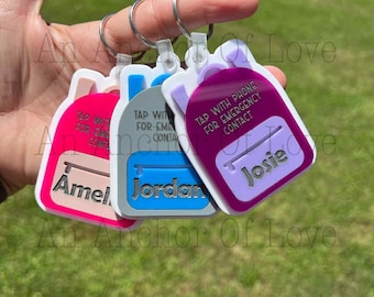 Acrylic NFC Emergency Contact Backpack Tag: Engraved Kid's ID