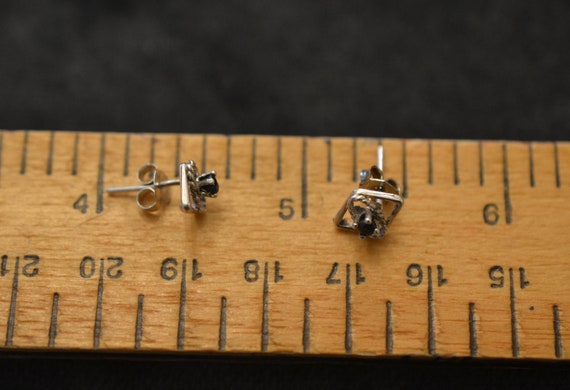 Tiny Vintage Sterling Stud Earring, Simulated Sap… - image 6