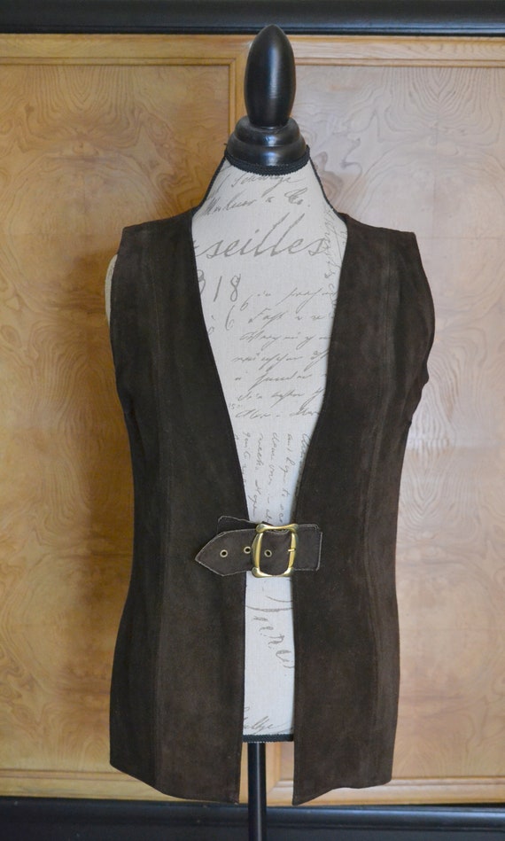 Vintage Viking Scottish Suede Vest, Brown Suede Ve