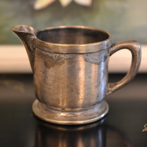 Vintage Small Silver Cream Pitcher, Shabby Chic Silver; Nickle Silver Creamer, Sturdy Vintage Creamer