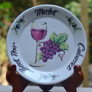 Plato de vino vintage Bella Ganz, plato de vino, plato de vino con nombre, plato de vino para fiestas, plato de vino y queso para fiestas; plato de vino con decoración