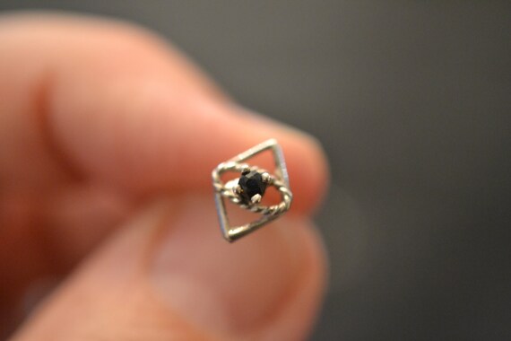 Tiny Vintage Sterling Stud Earring, Simulated Sap… - image 5