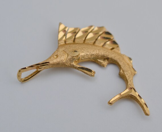 Vintage 14K Gold Sailfish Necklace Charm, Vintage