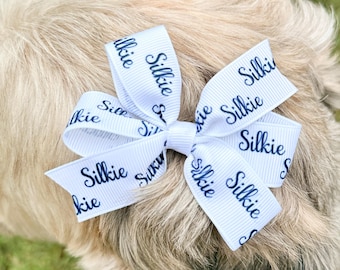 Dog Hair Bow Personalized with Dog Name - Double Row Name