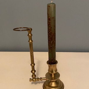 Brass Candlestick Holder with Hanging Ring