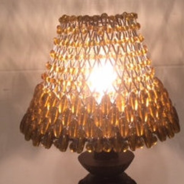 Brown Beaded Clip On Lampshade