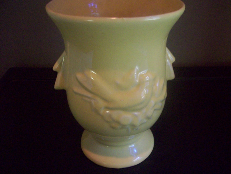 Mccoy Vintage Glossy Yellow Bird and Berries Vase Etsy
