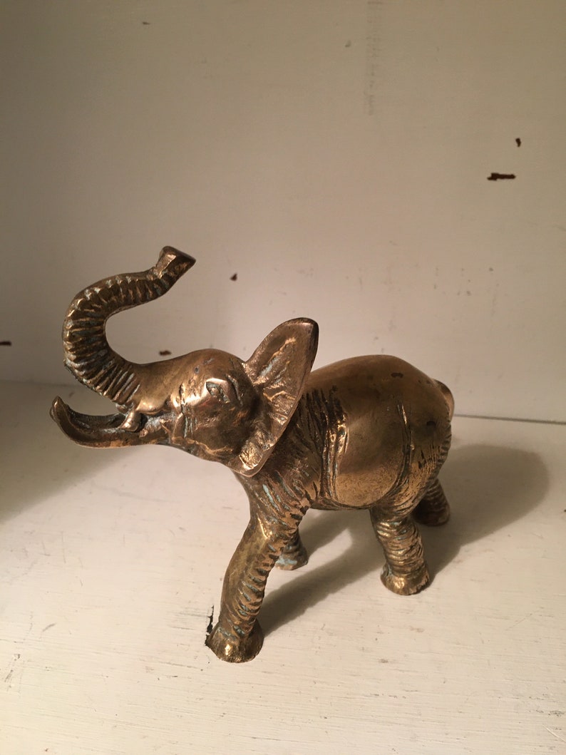 Pair of Vintage Solid Brass Elephants Etsy