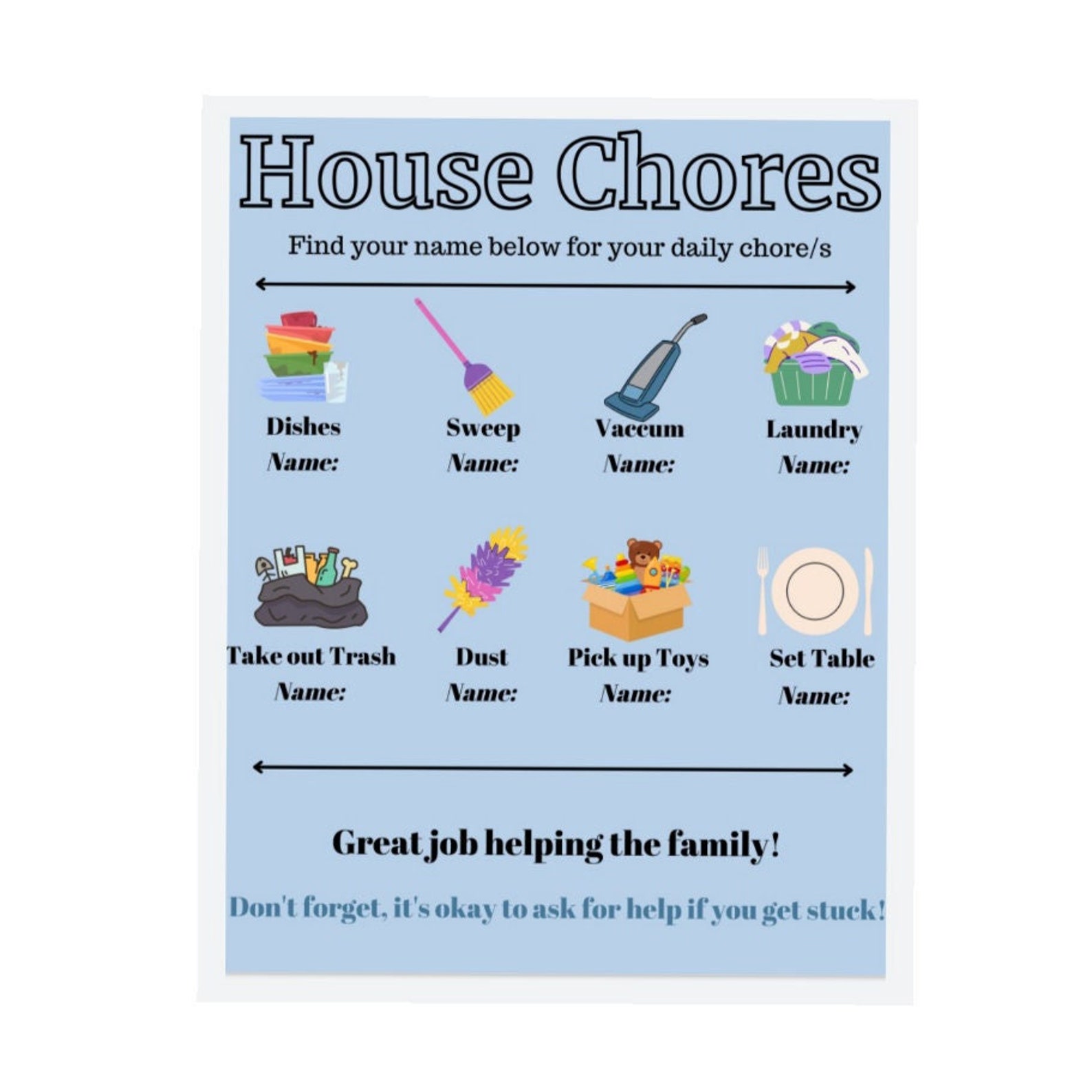 Visual Chore Chart Template - Etsy