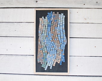 Water is Life, Original Mosaic Wall Art in Soft Blues, Greens, and Browns