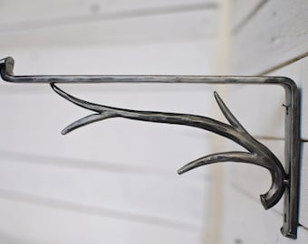 Hand-Forged Steel Forest Shelf Bracket: Rustic Home Decor