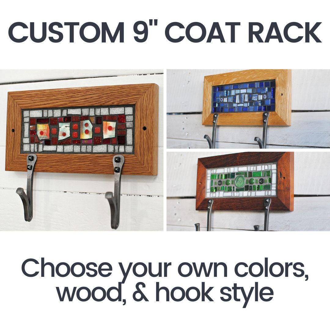 Custom Coat Racks Custom Two Hook Mosaic Wall Coat Rack: Choose Your Mosaic Colors, Hand ...