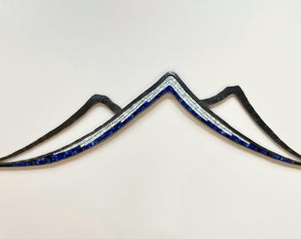 Snowy Mountains Steel and Glass Wall Sculpture