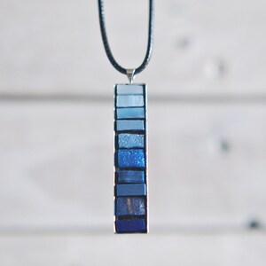 2" Rectangular Pendant Necklace, Mosaic Jewelry, Royal Blue Pendant