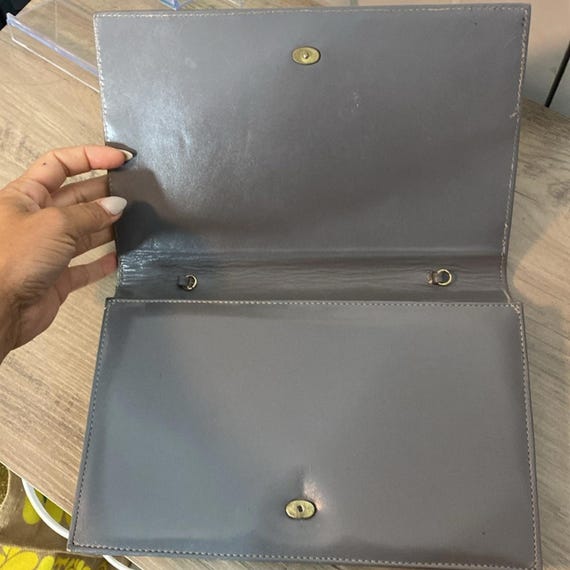 Vintage Snakeskin Python Pattern Clutch - Green a… - image 4